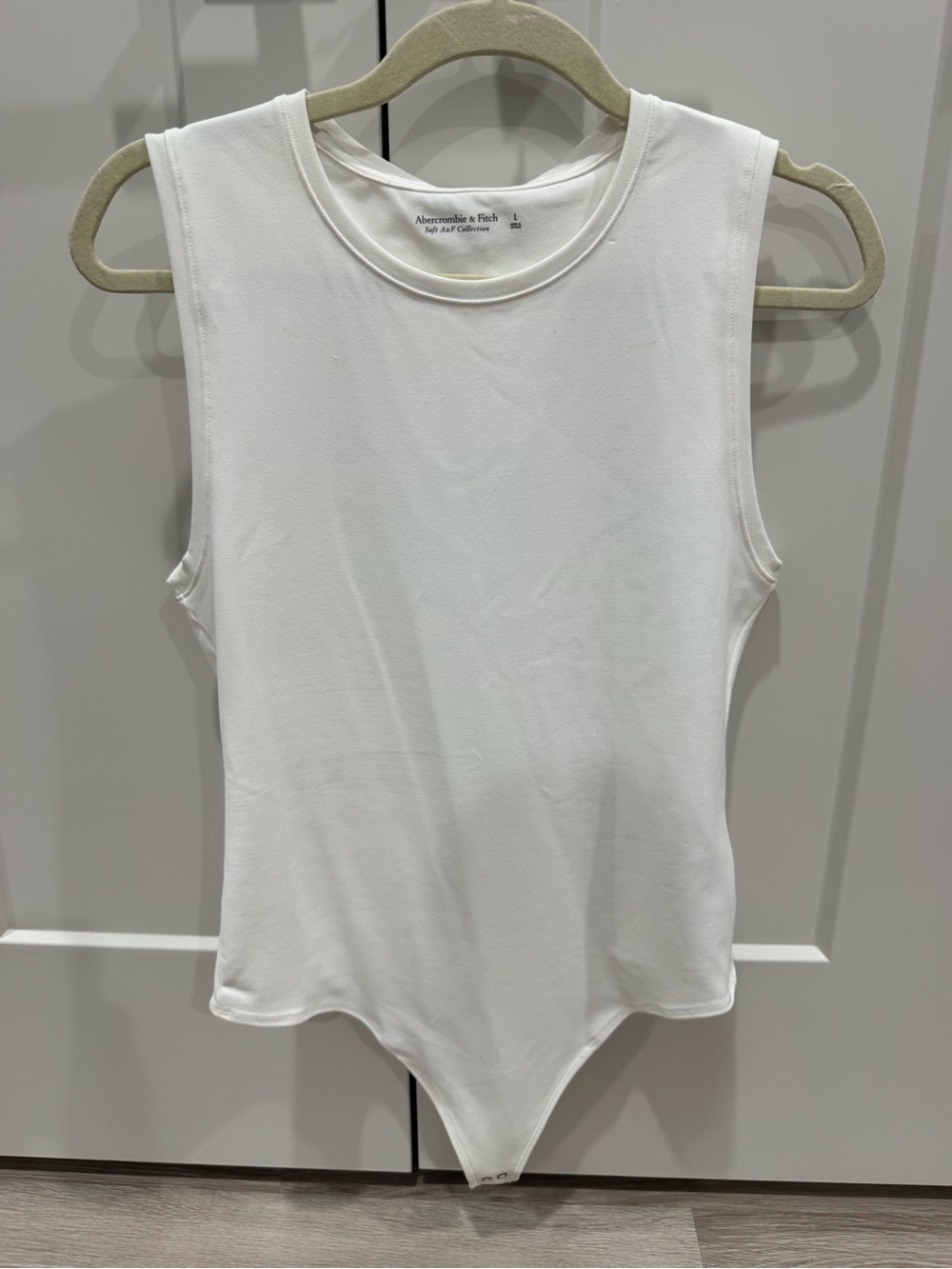 Abercrombie & Fitch White Ribbed Crew Neck Bodysuit